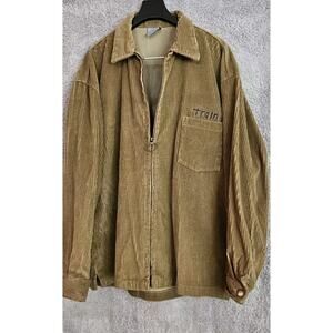 Train Band Vintage Corduroy Jacket Shirt Zip Up Social Awearness Oversized Small